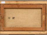 an old picture of a wooden frame with a picture on it