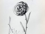 un dessin à l'encre représentant une seule fleur sur une feuille de papier