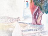 un tableau représentant un homme descendant un escalier