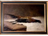 un tableau représentant un oiseau mort posé sur une table