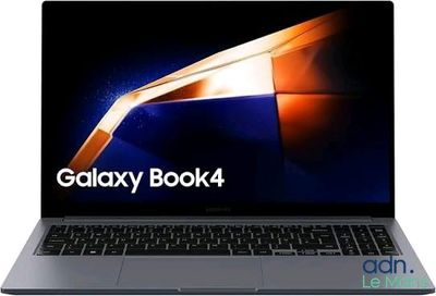 a close up of a laptop with the galaxy book 4 logo on the screen