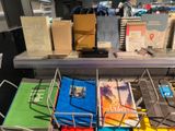 many books on the shelf in the store