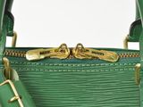 louis vu vu green leather handbag with gold hardware detail