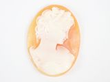 un camée sculpté représentant la tête d'une femme, en glaçage blanc