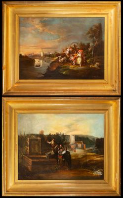 Spectaculaire paire de scènes costumées andalouses - Manuel …