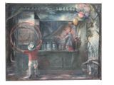 a painting of a man and a woman at a bar