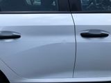 a white car that is parked on the side of the street