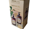 a cardboard box with two bottles of soap and a bottle of lotion