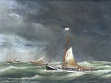 un tableau représentant un voilier au milieu de l'océan