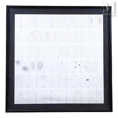 une photo d'une photo d'un dessin accroché au mur