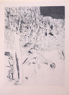 une image représentant un dessin en noir et blanc d'un homme dans les bois