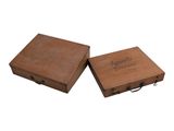 an image of two wooden boxes that are open on a white background