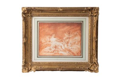 une image représentant un tableau d'une femme à cheval, dans un cadre doré