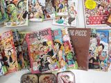 a lot of comic books on a white table
