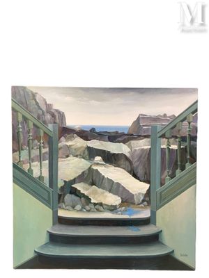 Paul le Gallou (XX) Granit Huile sur toile