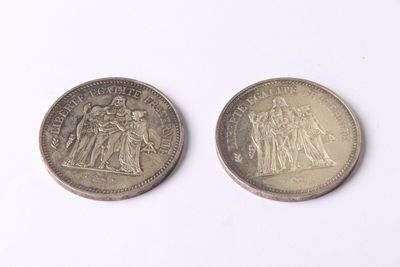 two british coins, one silver and one silver, on a white surface