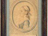 portrait d'une jeune fille vêtue d'une robe bleue et d'un chapeau