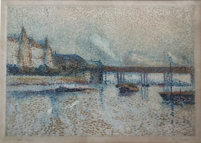 an image of a painting of boats in a body of water