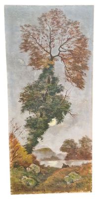 an image of a painting of a tree in the middle of a field