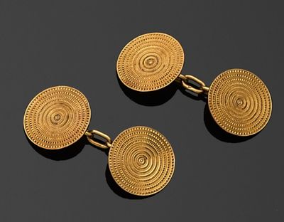 Boutons De Manchette Art Nouveau - Plaqué Or 18k 750 - Cercle Brummell