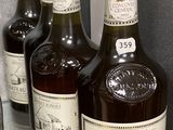 Plusieurs bouteilles de vin sont alignées sur une étagère en verre