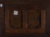 an image of a wooden frame with a piece of paper taped to it