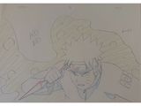 drawing of a man with glasses holding a knife next to a drawing of a man with glasses