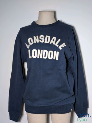 an image of a blue sweatshirt with the word lonsdale london on it