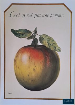 a picture of a picture of an apple with a leaf on it