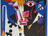 une image représentant une affiche de concert sur laquelle figurent une vache et un homme