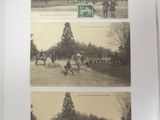 three pictures of people playing a game of baseball