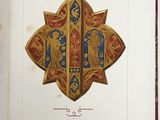 an open book with a picture of a cross on it