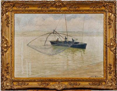 Jules DUBOIS (1888-1958) : Les pêcheurs au carrelet. - Photo 1