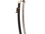 a black and gold sword with a wooden handle