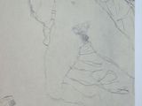 two drawings of a man and a woman sitting on a bench