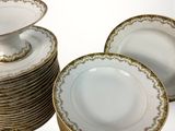 a lot of plates that are stacked on top of each other