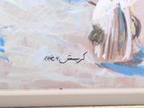 a picture of a painting of a vase with flowers in it