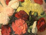 une peinture de fleurs dans un vase sur une table