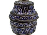 an image of a blue and white vase on a white background