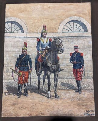 un tableau représentant un groupe de soldats à cheval