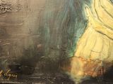 an oil painting of a woman in a yellow dress holding a umbrella