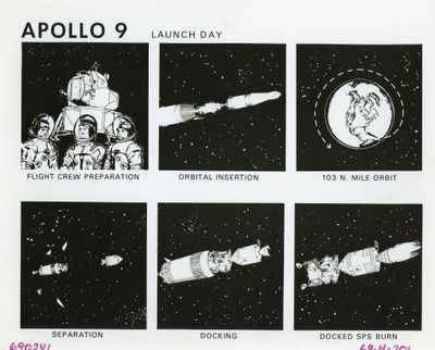 une image en noir et blanc représentant une station spatiale