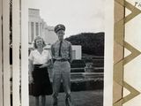 a black and white photo of a man and a woman