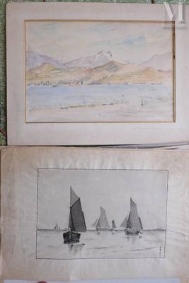 two pictures on the wall of a room one is a sailboat and the other is a sailboat