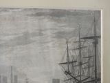 a picture of a painting of a ship in the water