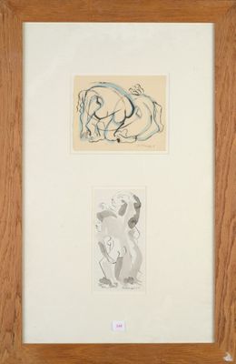 une image représentant deux dessins dans un cadre en bois