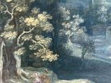 a painting of a man and a woman in the woods