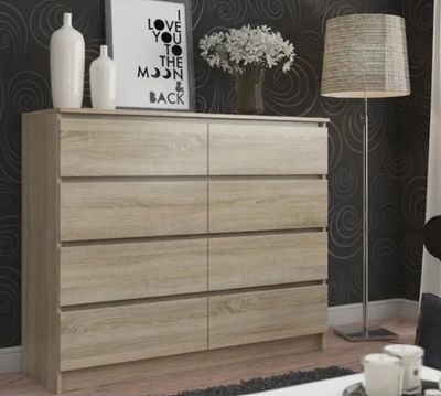 Commode AKORD K120, couleur Chêne Sonoma, 8 tiroirs , dimens…