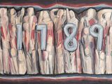a painting of a bunch of forks and spoons in a box