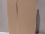 a cardboard box with the lid open on a table